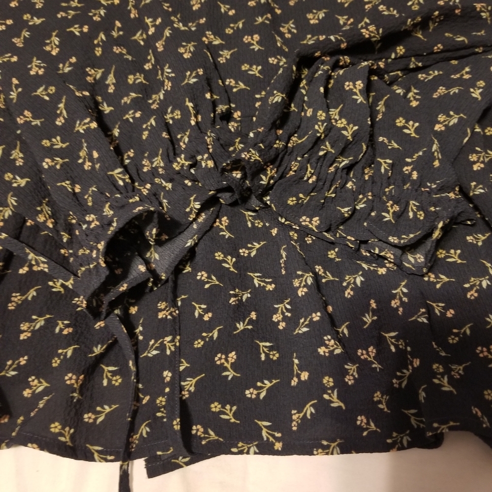 NWT Madewell Women's Wrap Blouse Size  XL Floral V-Neck 3/4 Sleeve Navy - Picture 7 of 12